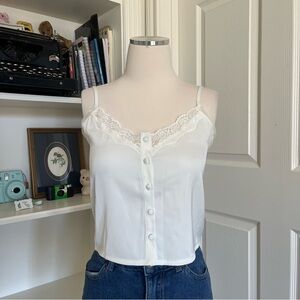Brandy Melville Sylvie satin white lace cami top